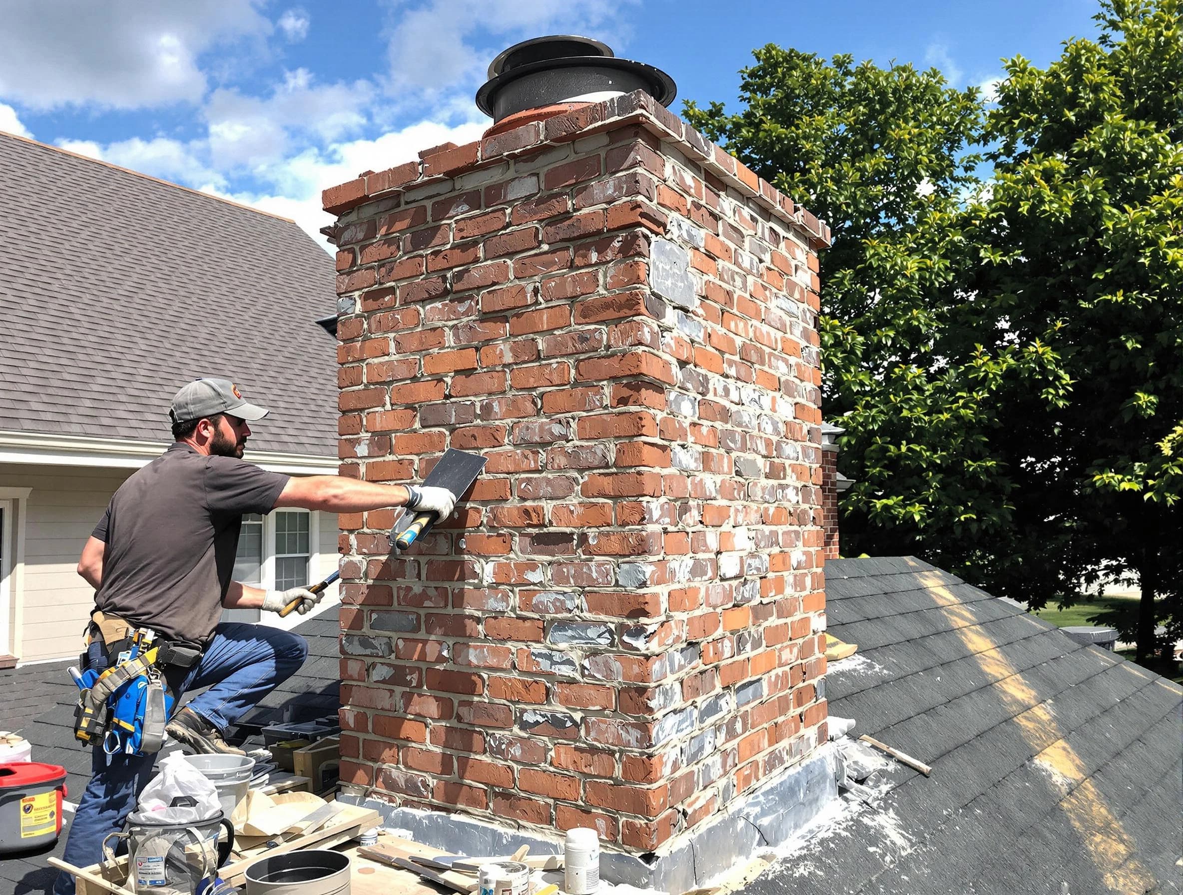 Completed chimney rebuild by Mansfield Chimney Sweep in Mansfield, MA