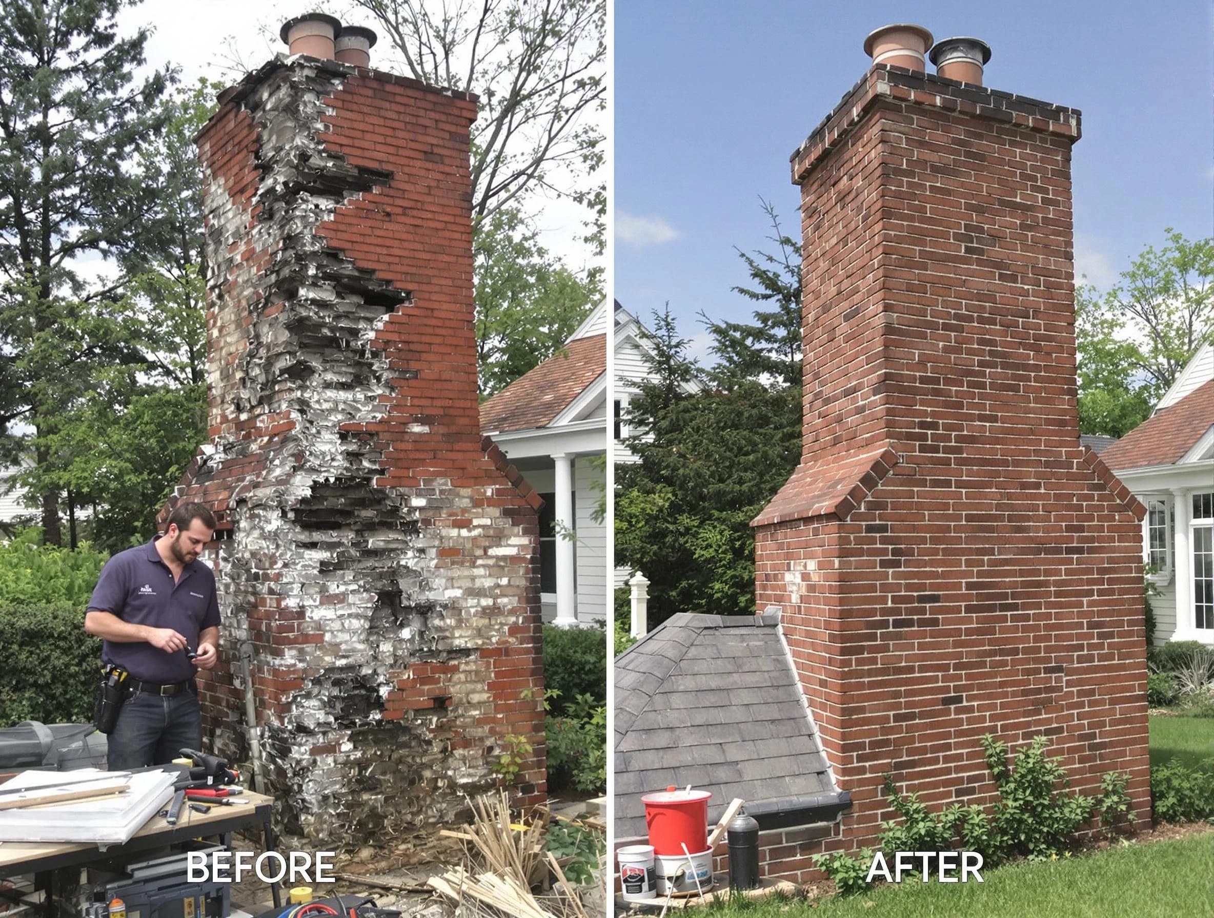 Mansfield Chimney Sweep performing a full chimney restoration in Mansfield, MA