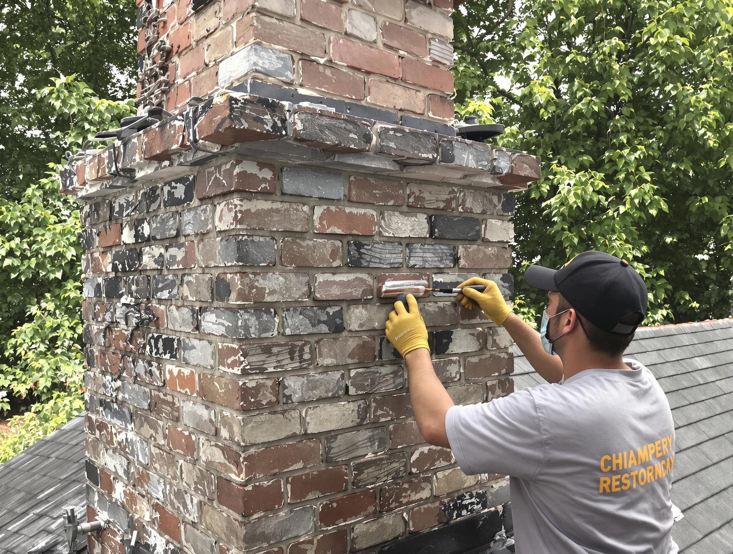 In-progress chimney restoration by Mansfield Chimney Sweep in Mansfield, MA