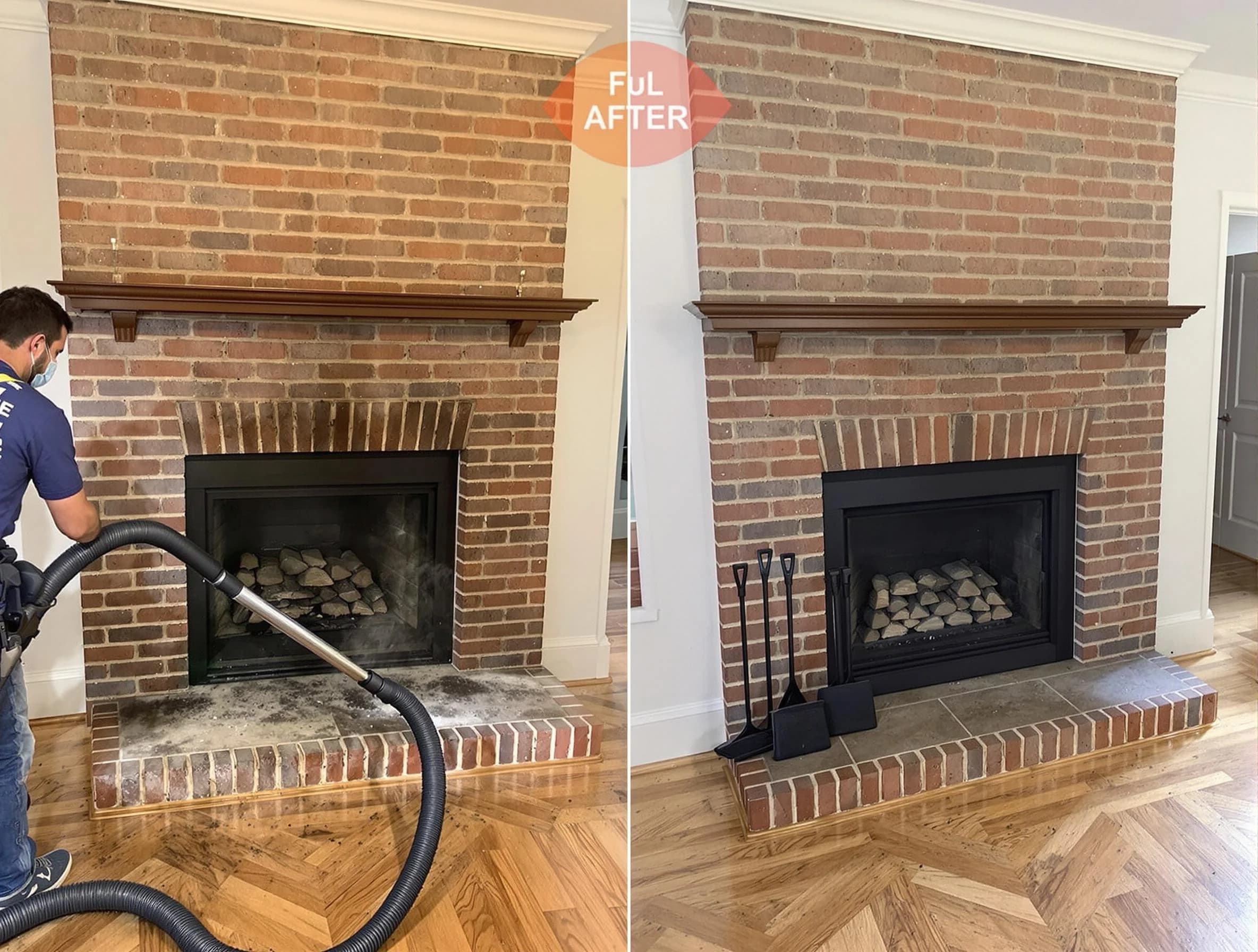 Mansfield Chimney Sweep carefully sanitizing a fireplace in Mansfield, MA