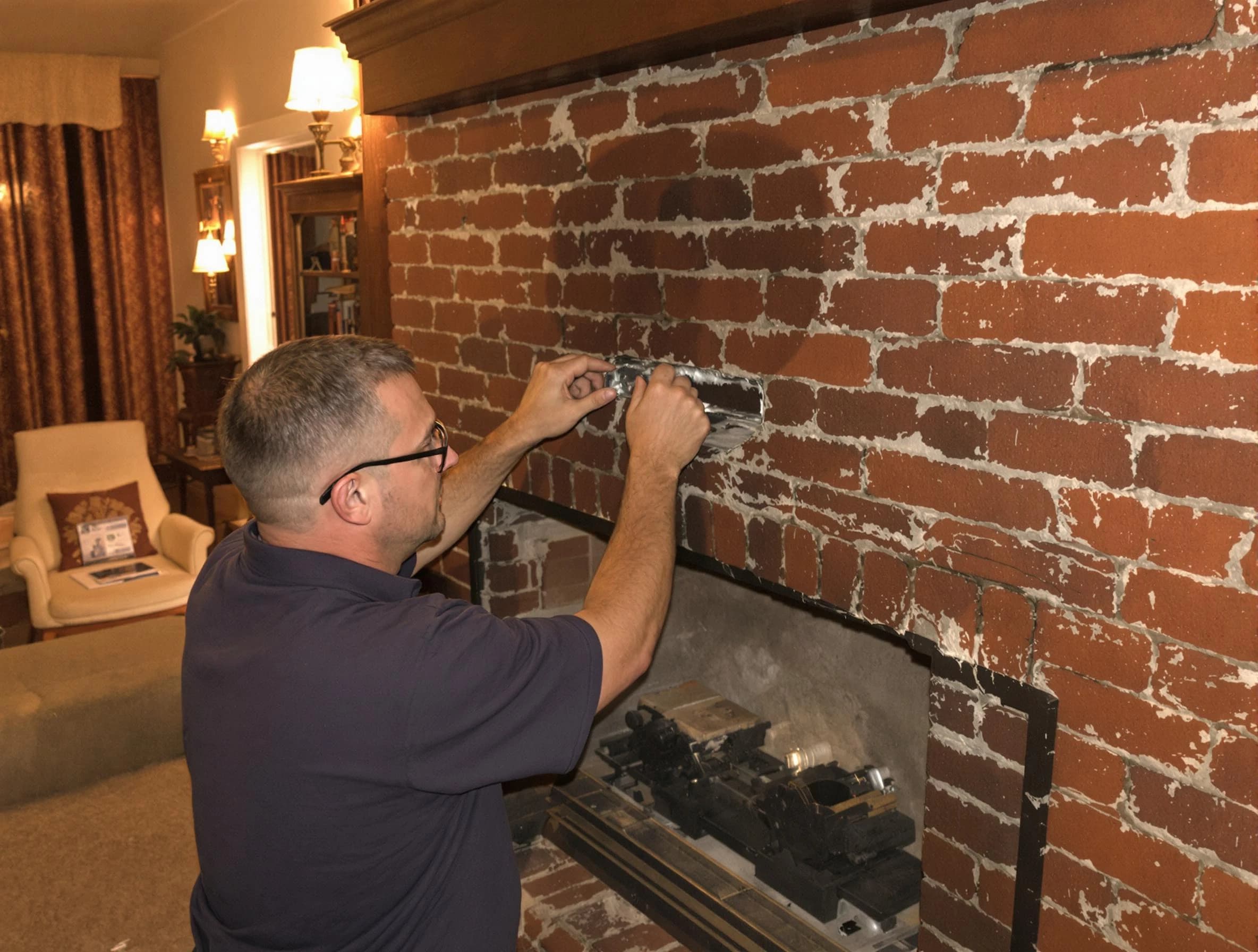 Mansfield Chimney Sweep expert fixing a fireplace in Mansfield, MA